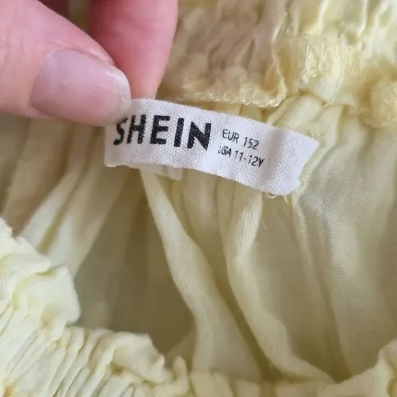 Shein Girl's Size 11/12 Yellow Dot Cotton Summer Dress - Picture 5 of 6